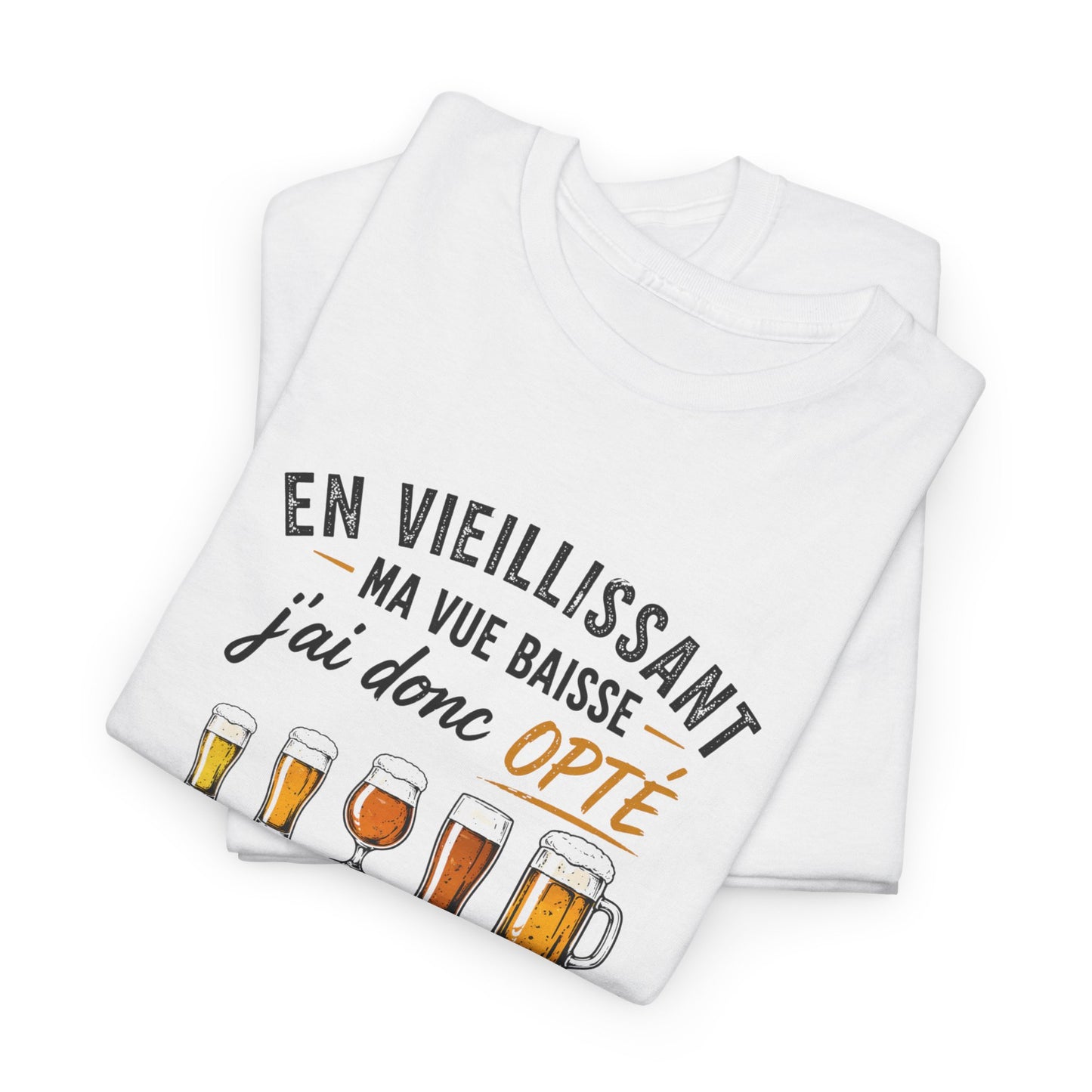 T-Shirt Humour Bière Verres Progressifs – Tee Shirt Drôle Apéro Alcool Citation Amusante Adulte – Cadeau Ami Amateur Bière Noir Blanc Gris