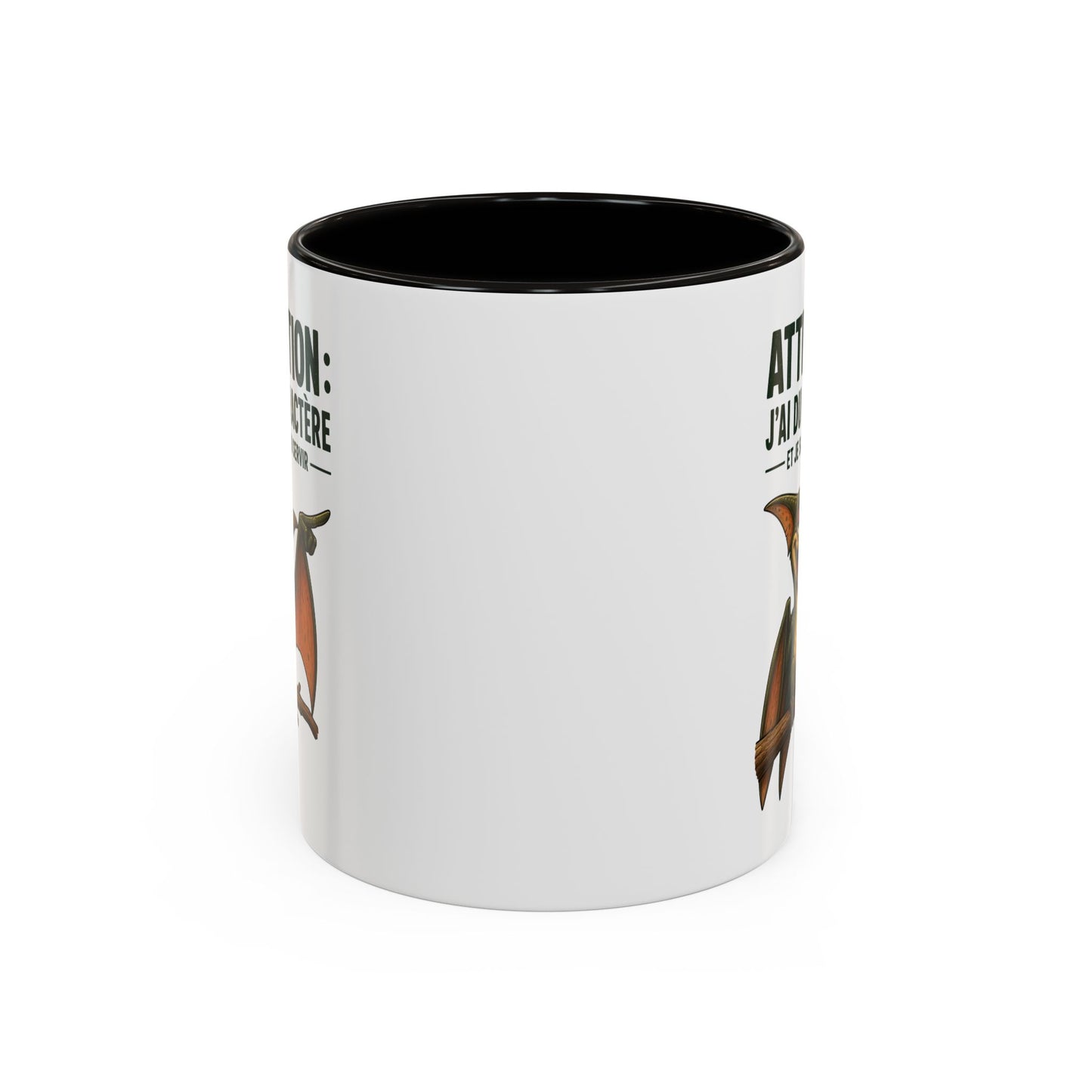 Mug Humoristique – Tasse Dinosaure Volant au Fort Caractère – Cadeau Original Homme et Femme, Ami ou Collègue – 325 ml Noir Bleu Rouge