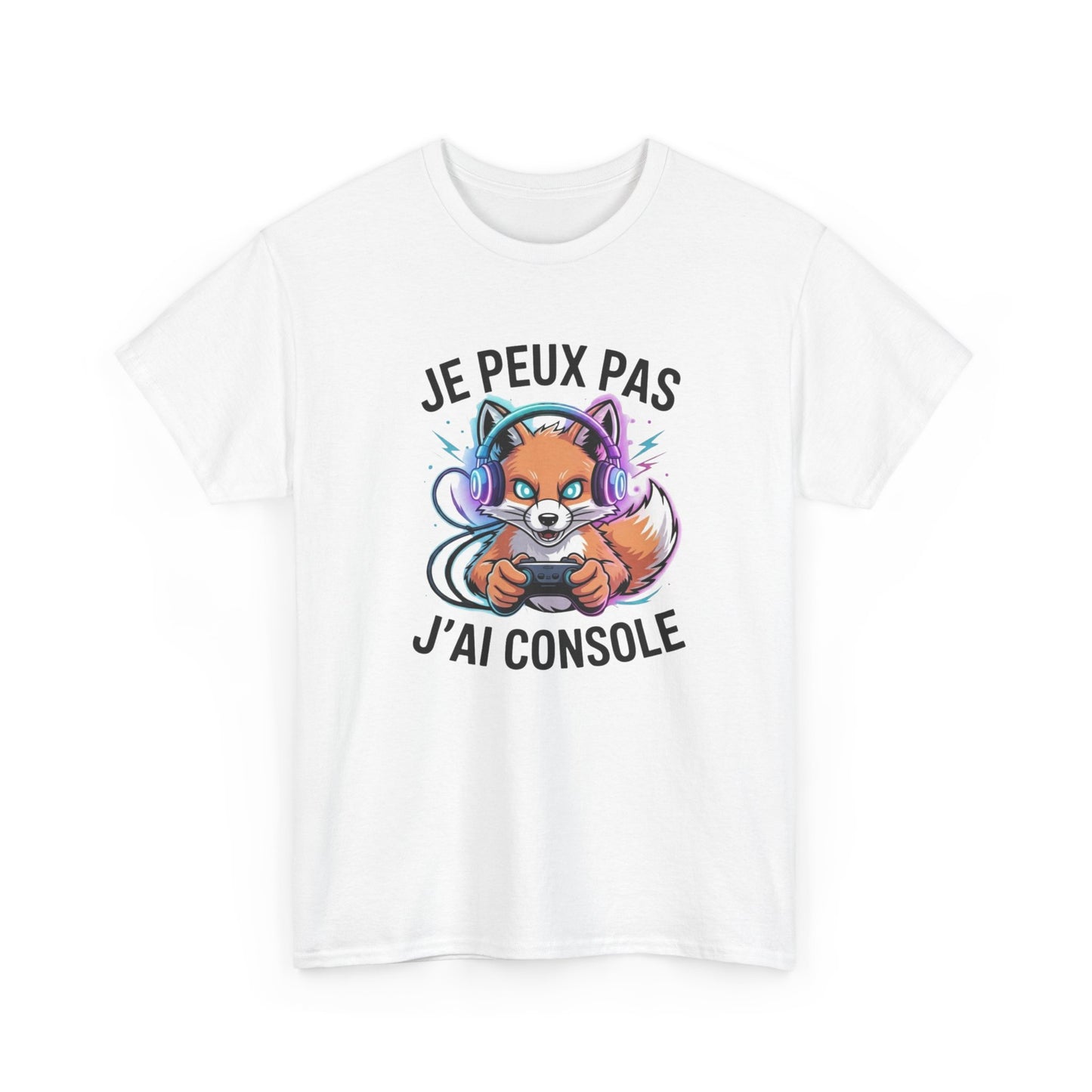 T-Shirt Gamer Homme Femme – Tee Shirt Jeu Vidéo Renard Console – Cadeau Gaming Drôle Noir Blanc Gris