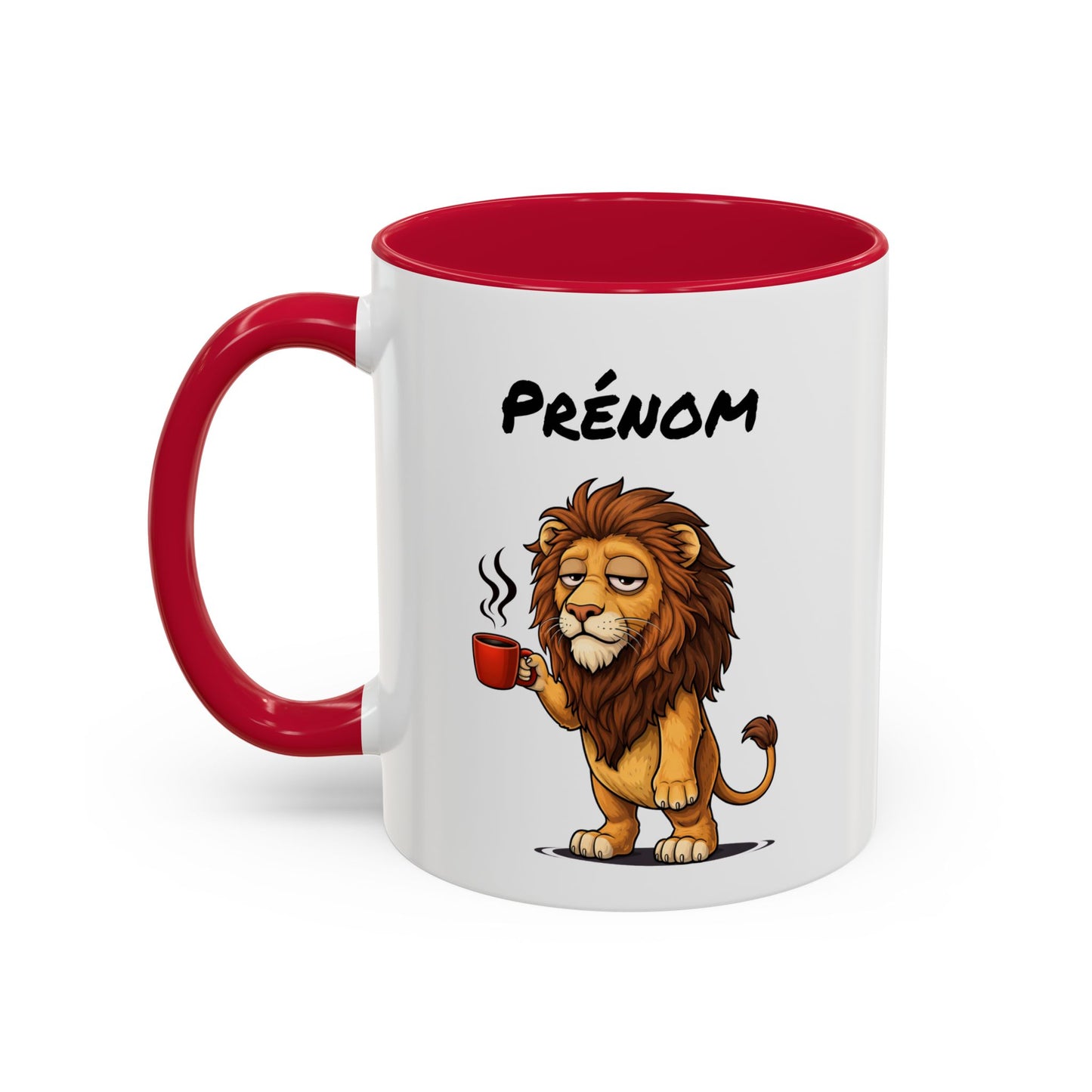 Tasse Lion avec Café – Mug Animal Sauvage Humoristique – Illustration Lion Fatigue 325ml