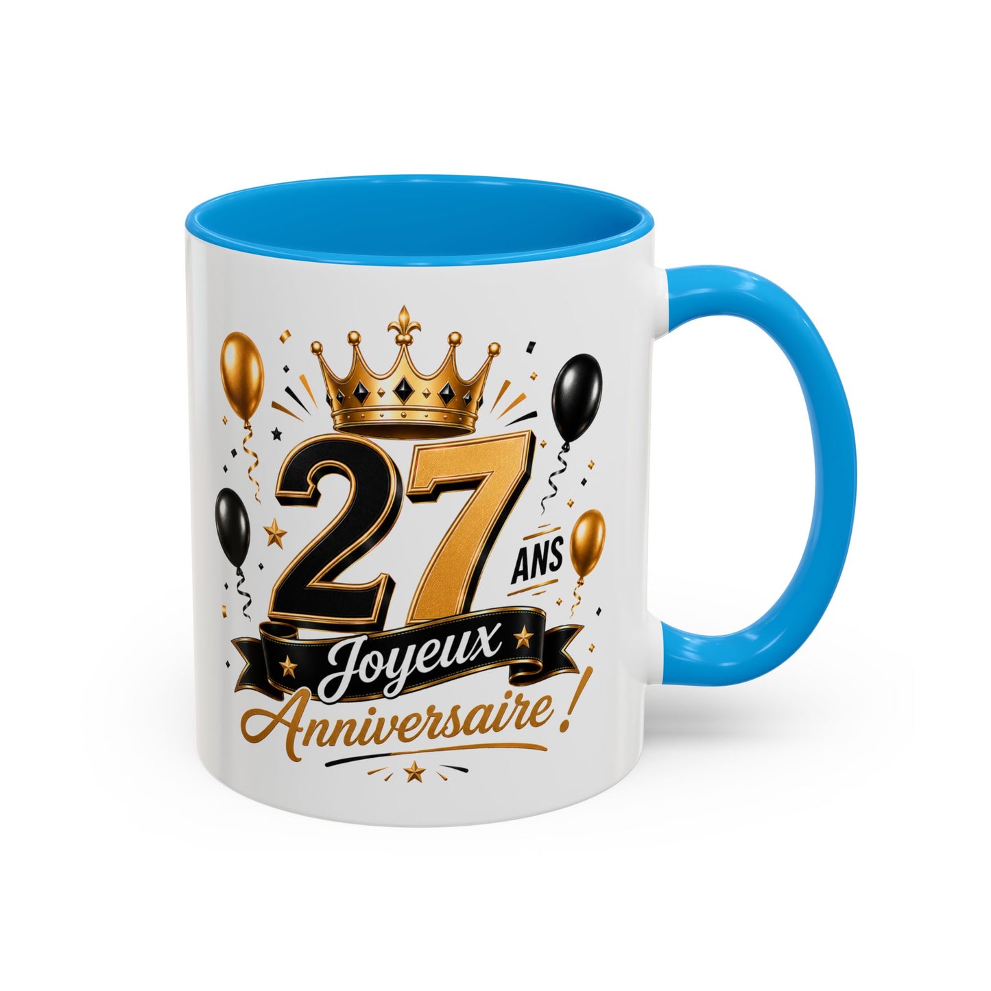 Mug Joyeux 27 Ans – Tasse Anniversaire 27 Ans – Cadeau Original pour Femme Homme – Idée Cadeau 27e Anniversaire Noir Bleu Rouge