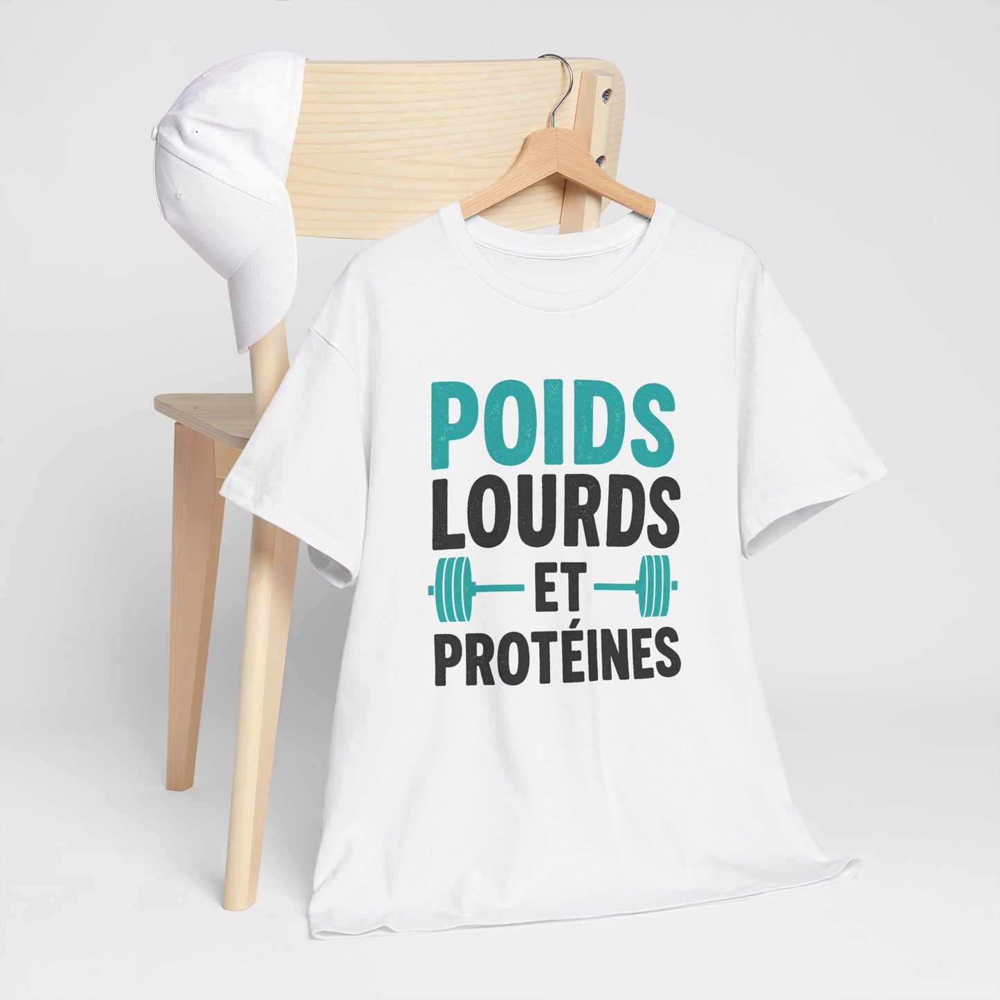 T-Shirt Musculation Homme et Femme – Fitness Protéines Poids Lourds – Salle de Sport Entraînement – Cadeau Sportif