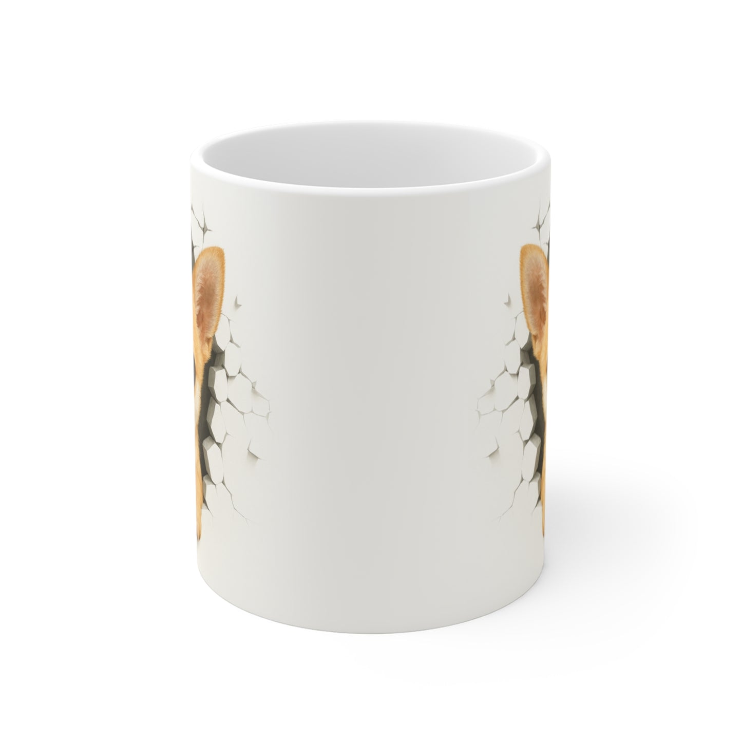 Mug Chihuahua Fauve Effet Mur Cassé – Tasse Chien 3D Trompe-l’œil – Cadeau Original Amoureux du Chihuahua