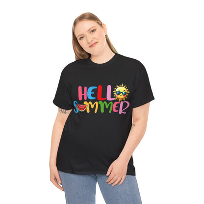 Tee shirt Unisex Hello summer idée cadeau design été Homme/Femme