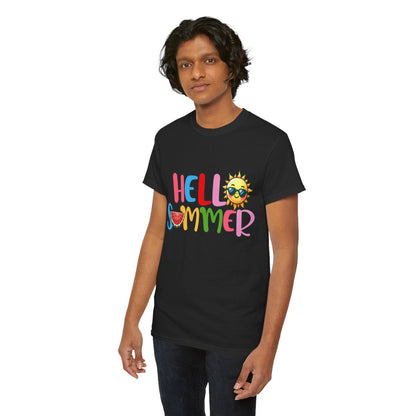 Tee shirt Unisex Hello summer idée cadeau design été Homme/Femme