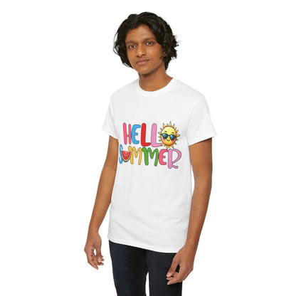 Tee shirt Unisex Hello summer idée cadeau design été Homme/Femme