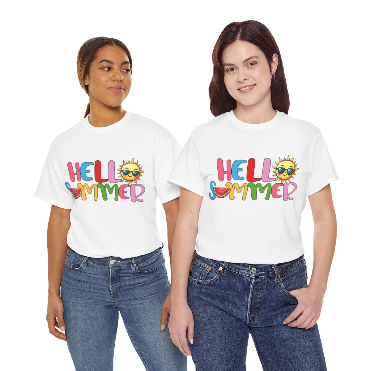 Tee shirt Unisex Hello summer idée cadeau design été Homme/Femme