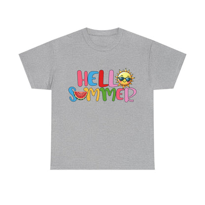 Tee shirt Unisex Hello summer idée cadeau design été Homme/Femme