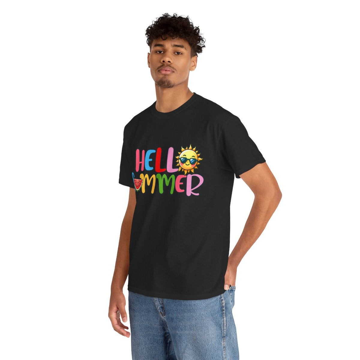 Tee shirt Unisex Hello summer idée cadeau design été Homme/Femme