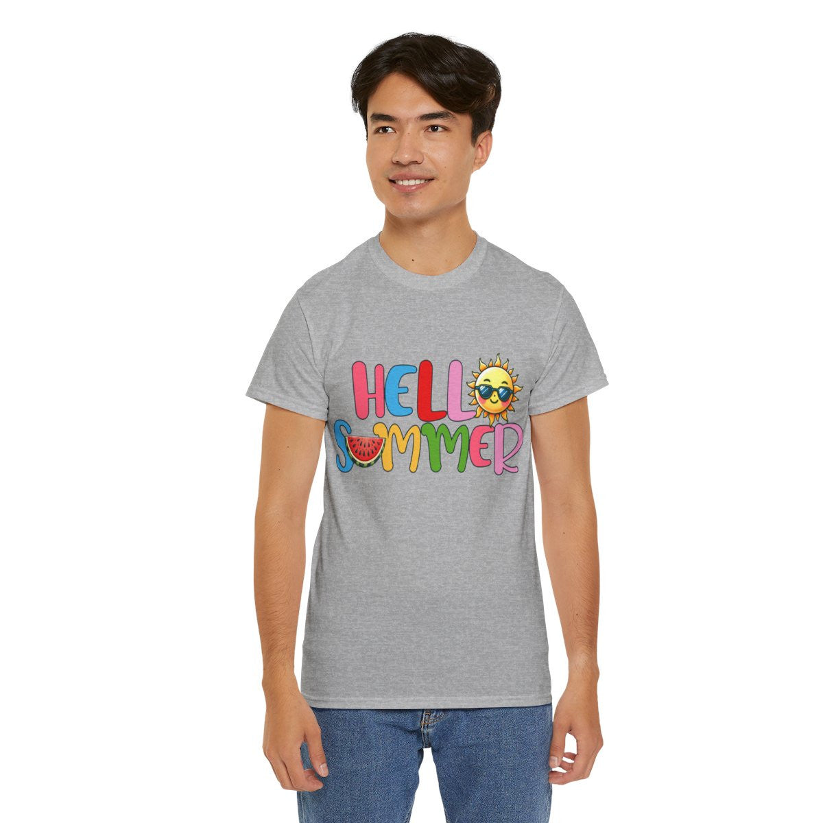 Tee shirt Unisex Hello summer idée cadeau design été Homme/Femme