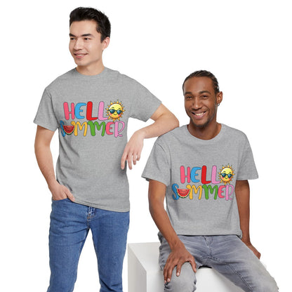 Tee shirt Unisex Hello summer idée cadeau design été Homme/Femme