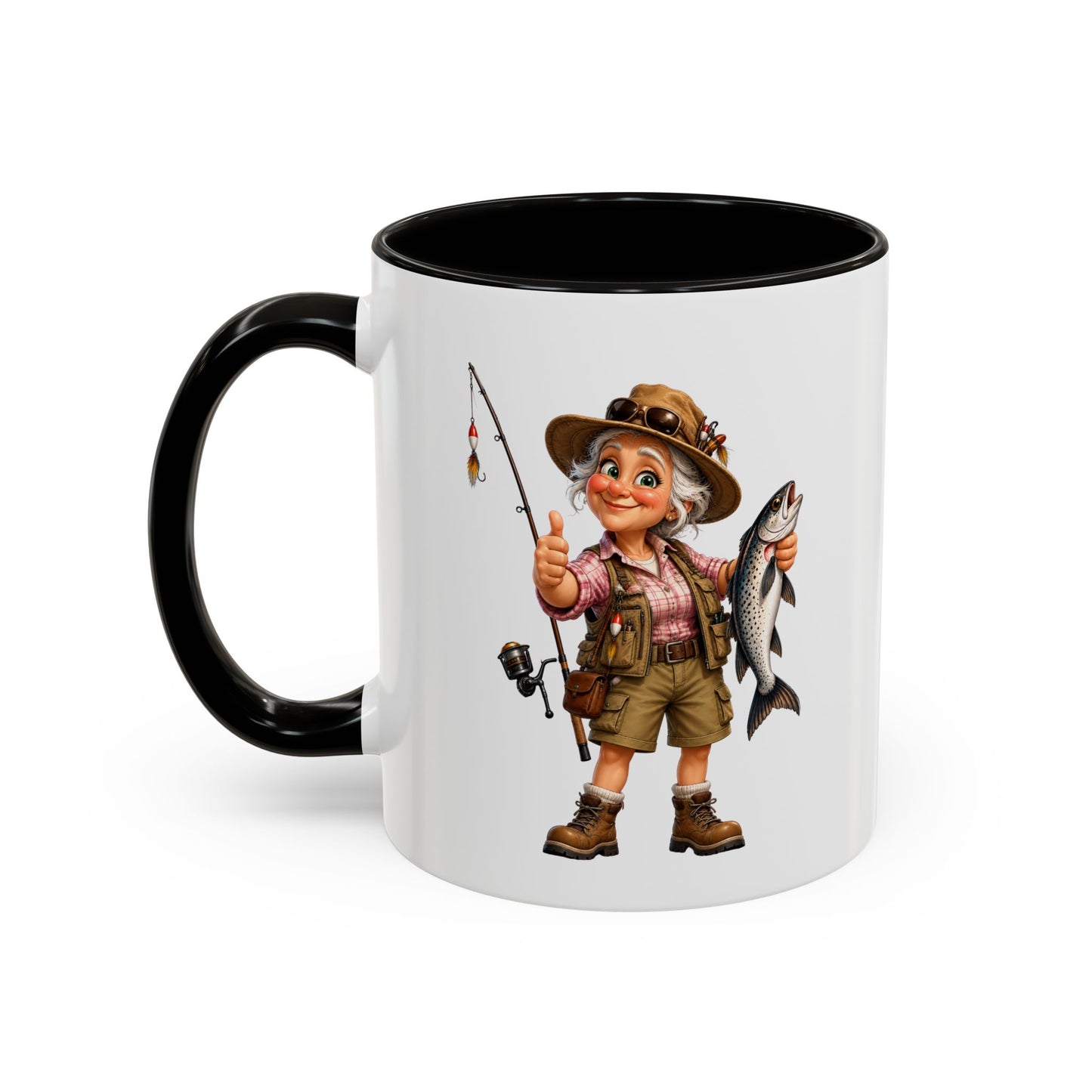 Mug Pêcheuse Femme – Tasse Passion Pêche avec Poisson – Cadeau Original Femme – Amatrice de Pêche