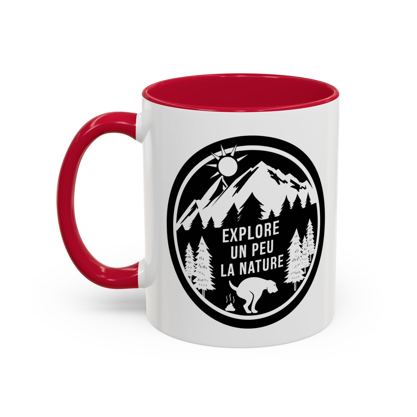 Mug Nature Homme et Femme – Tasse Chien Montagne Forêt Randonnée – Cadeau Amoureux des Animaux et Grands Espaces – Idée Cadeau Camping Aventure Plein Air – 325 ml Noir Bleu Rouge