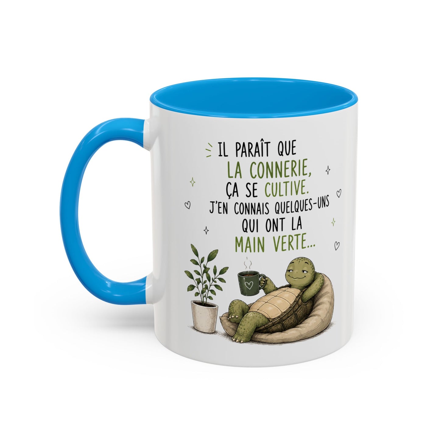 Tasse Tortue Drôle Homme et Femme – Mug Humour Jardinage Plantes Main Verte – Cadeau Original Amusant 325 ml