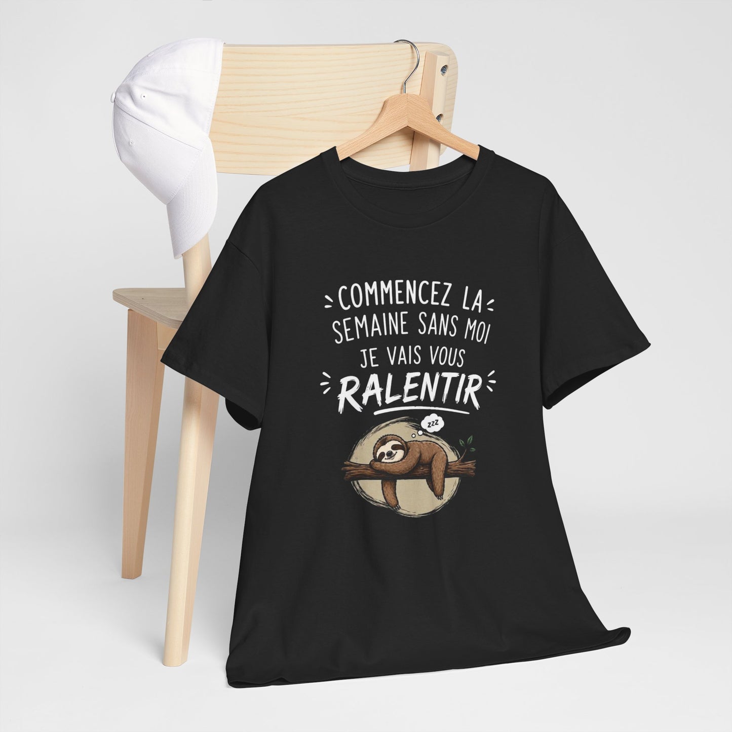T-Shirt Paresseux Humour Commencez la Semaine Sans Moi – Tee Shirt Drôle Motivation Lundi Fainéant Cadeau Original