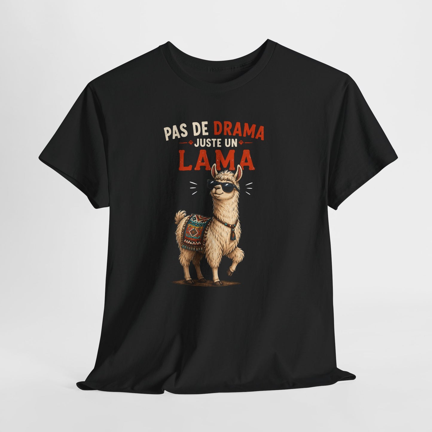 T-Shirt Humour Homme et Femme – Lama Drôle avec Lunettes – Animal Rigolo – Cadeau Original Anniversaire
