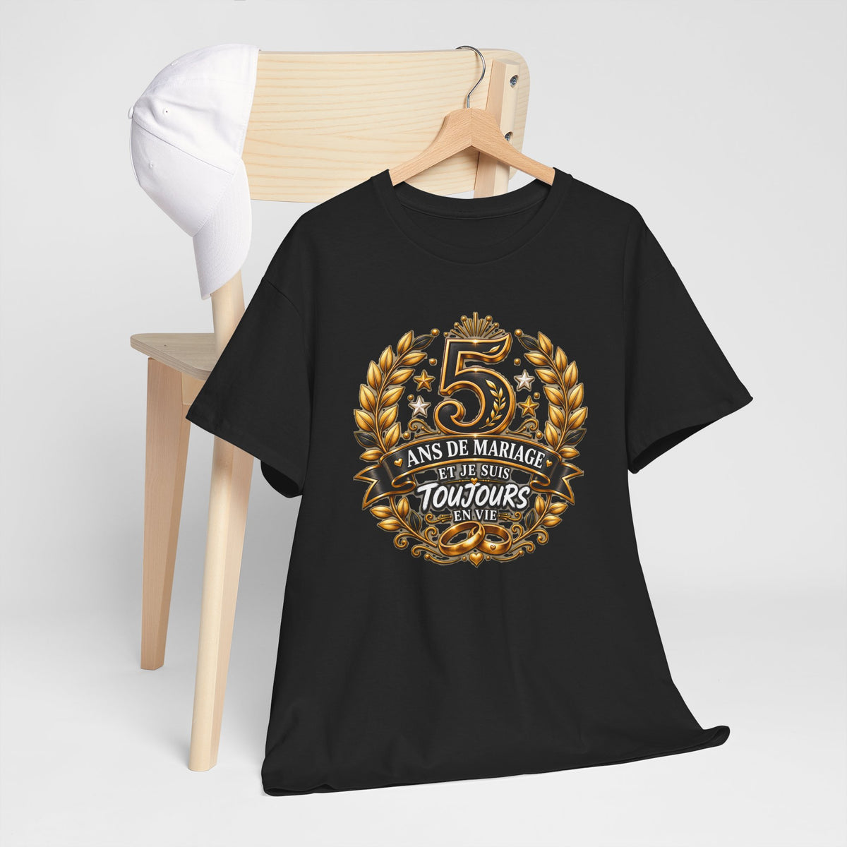 Tee Shirt 5 Ans de Mariage Homme Femme – Toujours en Vie – T-Shirt Humour Anniversaire de Mariage Couple Cadeau Original