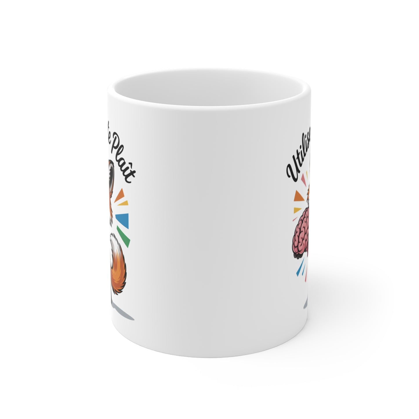 Mug 325ml « Utilise-le s’il te plaît » – Renard Mignon avec Cerveau – Tasse Fun et Originale