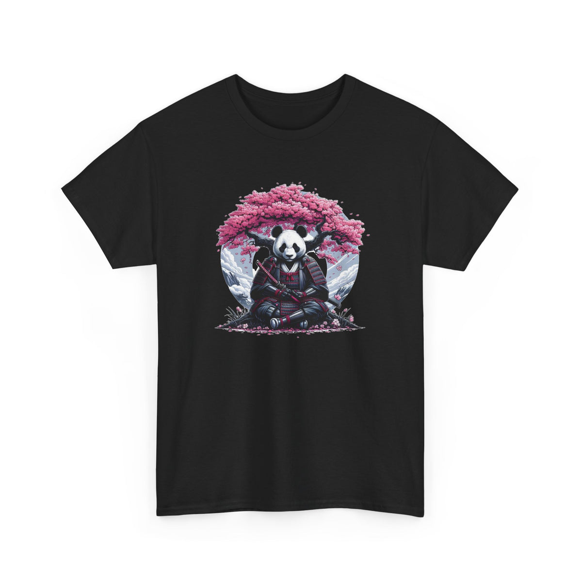 Tee Shirt Panda Samouraï Homme Femme – T-Shirt Panda Guerrier Japonais – Cerisier Japonais Rose – Design Japon Original