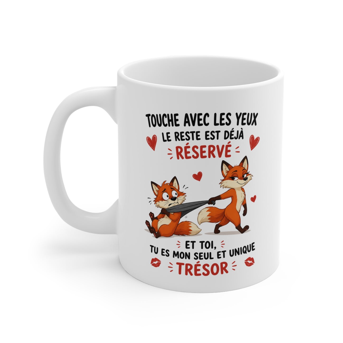 Tasse Couple Renard Humour – Mug Animaux Amoureux Romantique – Cadeau Couple Original 325ml