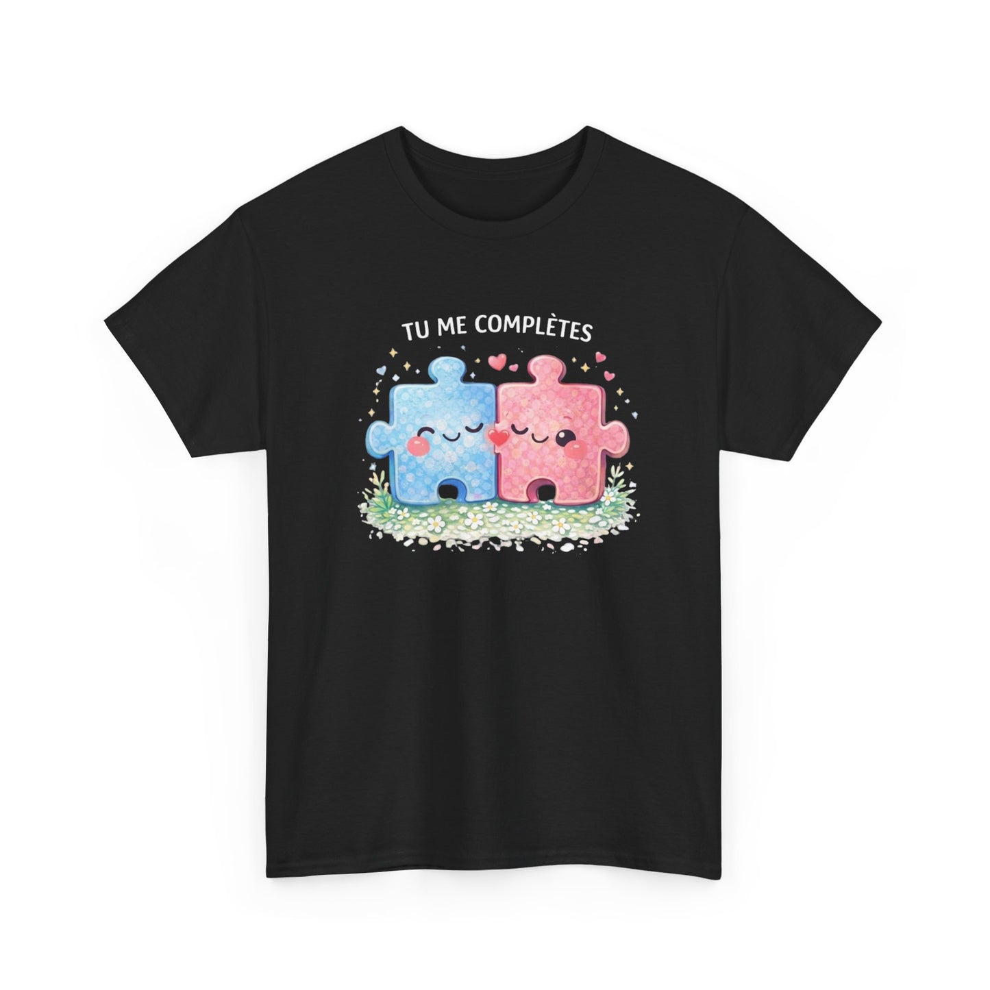 Tee Shirt Tu Me Complètes Puzzle Couple Amour – T-shirt Romantique Saint Valentin – Idée Cadeau