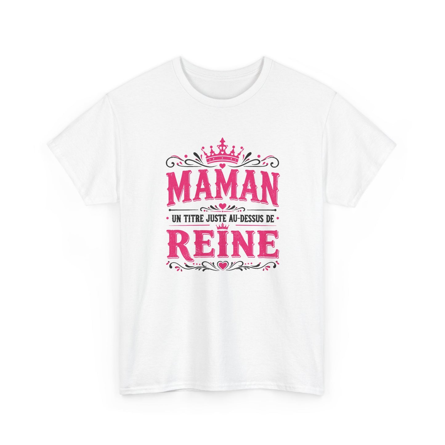 Tee Shirt Femme Maman Reine Mère Humour Famille Couronne Idée Cadeau Fête des Mères Anniversaire