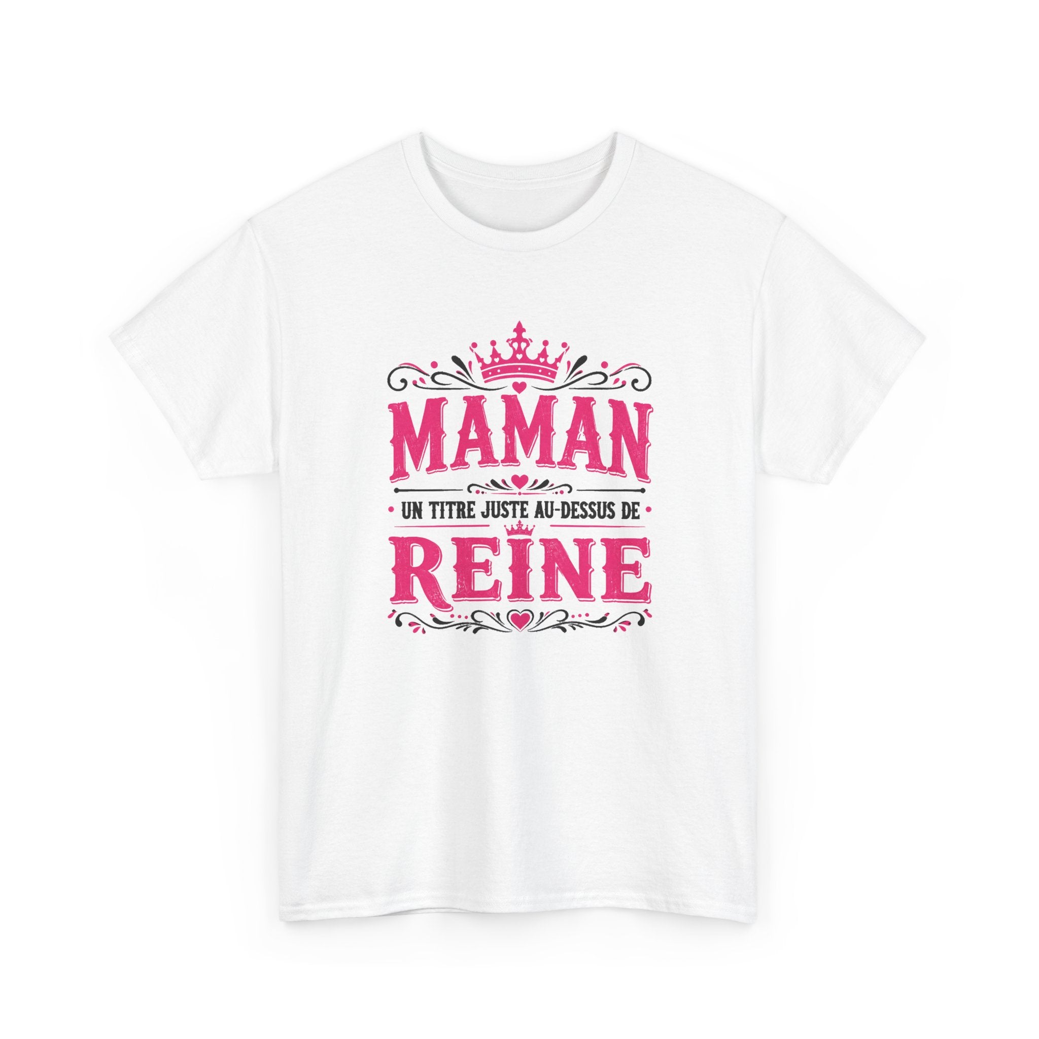 Tee Shirt Femme Maman Reine Mère Humour Famille Couronne Idée Cadeau Fête des Mères Anniversaire