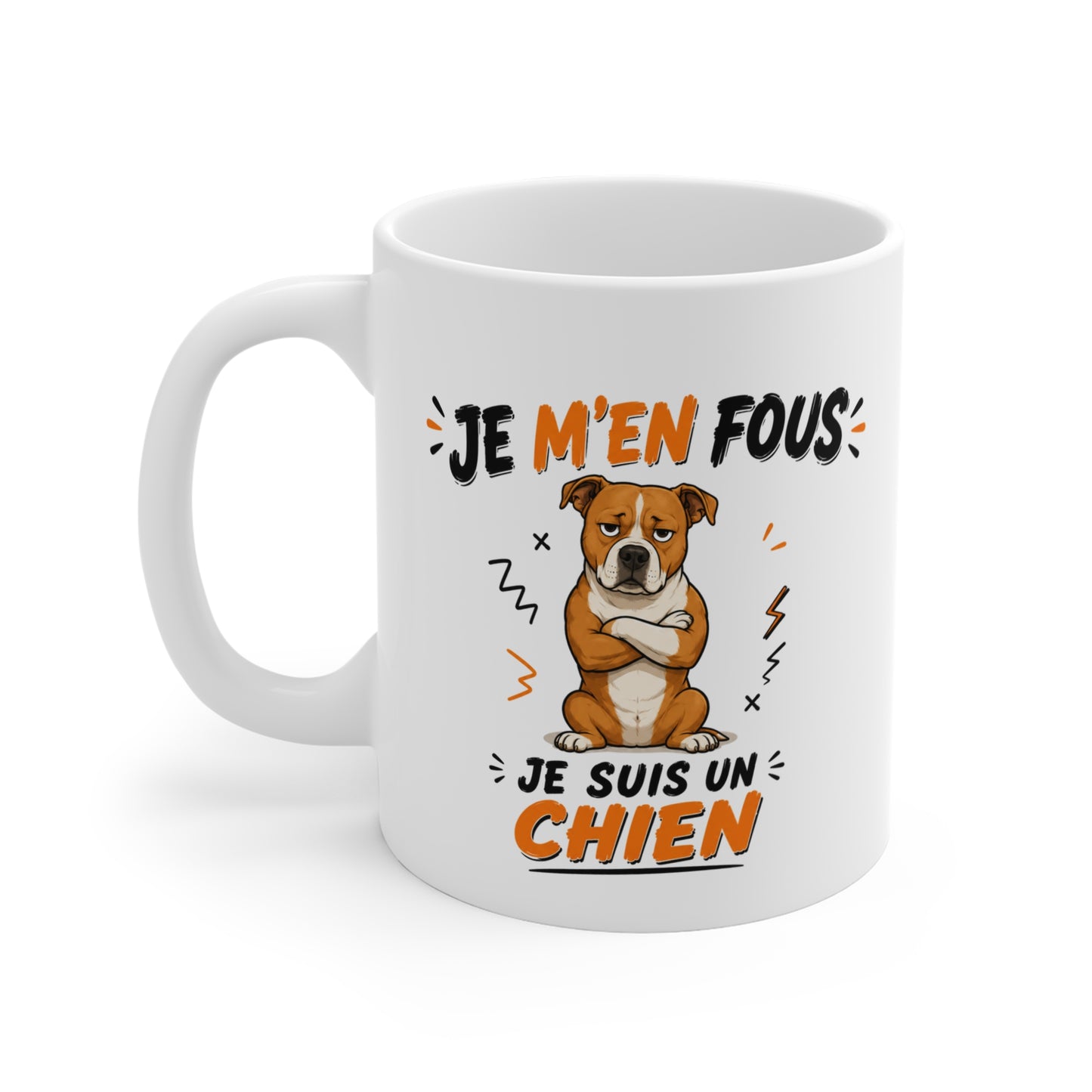 Tasse Je M’en Fous Je Suis Un Chien – Mug Humour Chien Cartoon – Cadeau Original Animal Drôle 325ml