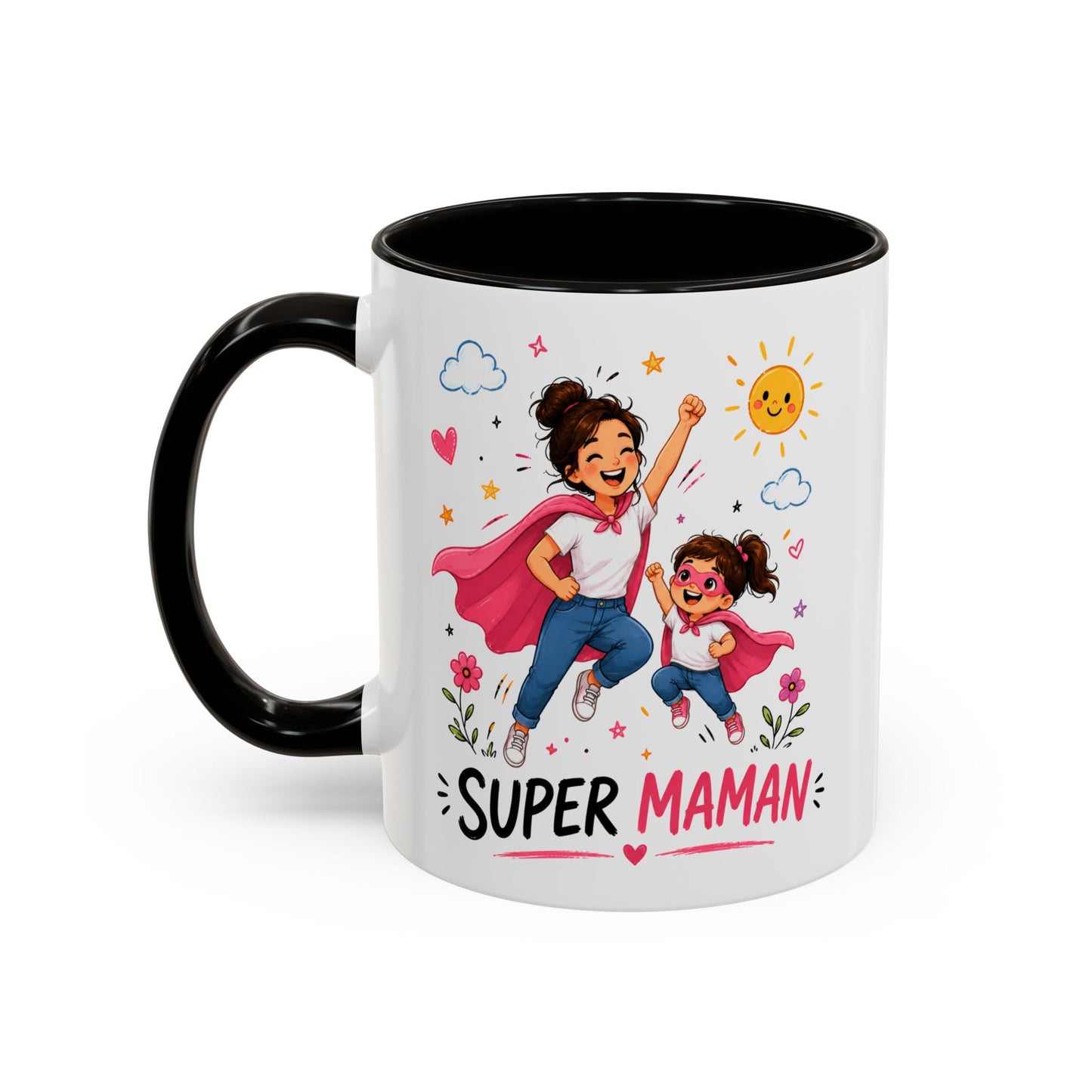 Tasse Super Maman Héroïne – Mug Mère Fille Super Héros Rose – Cadeau Fête Des Mères Femme 325ml