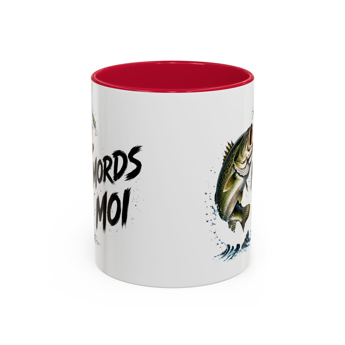 Mug Pêche Humoristique – Tasse Poisson avec Leurre – Cadeau Homme Amateur de Lac, Rivière et Plein Air – 325 ml Noir Bleu Rouge