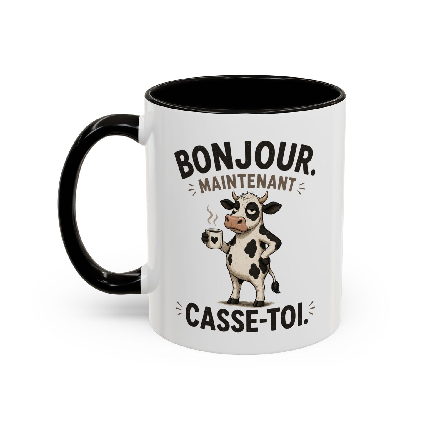 Mug Humoristique Vache Blasée – Tasse Café Sarcastique – Cadeau Original Homme et Femme, Ami ou Collègue – 325 ml Noir Bleu Rouge