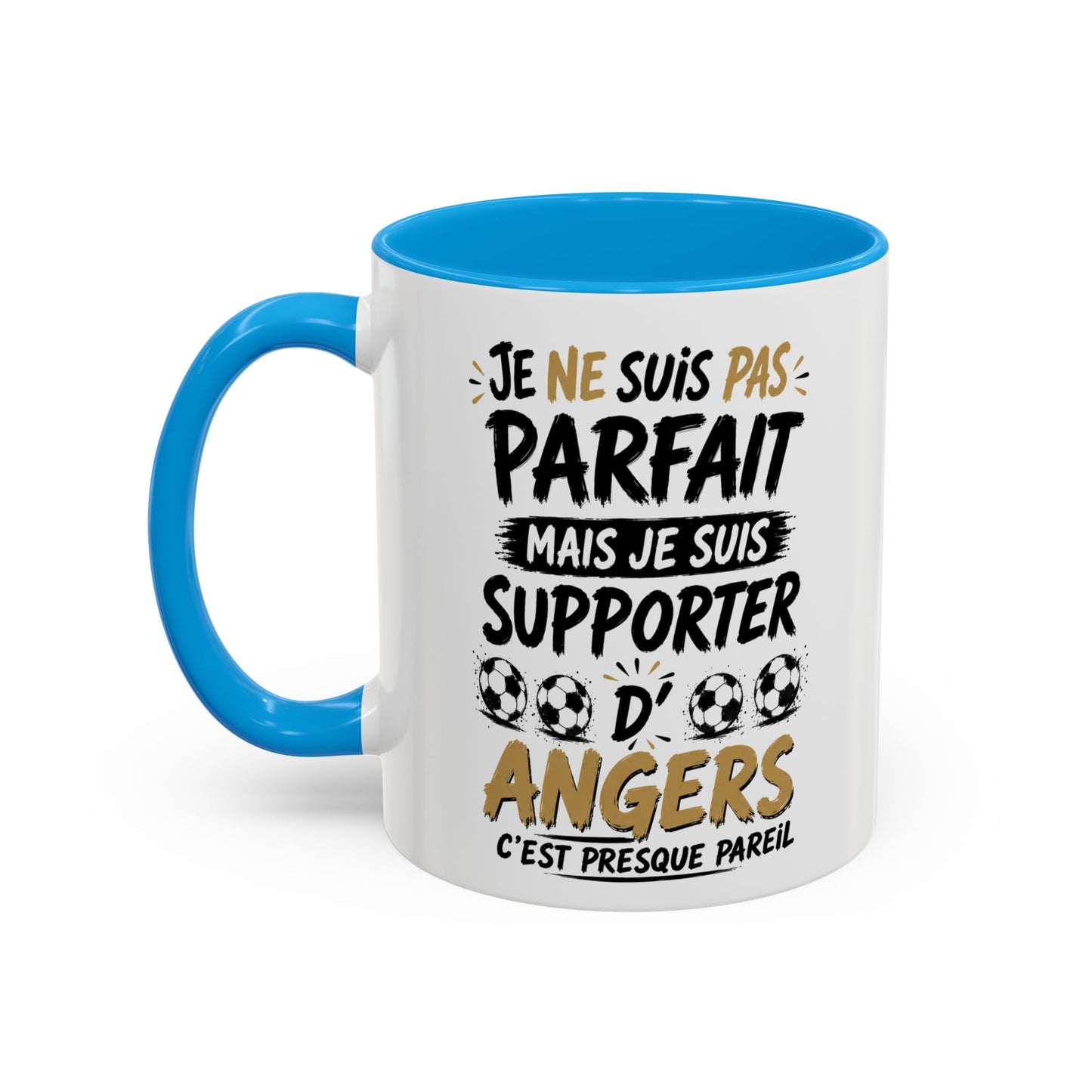 Tasse Je Ne Suis Pas Parfait Mais Je Suis Supporter d’Angers – Mug Humour Football Supporter – Cadeau Football 325ml