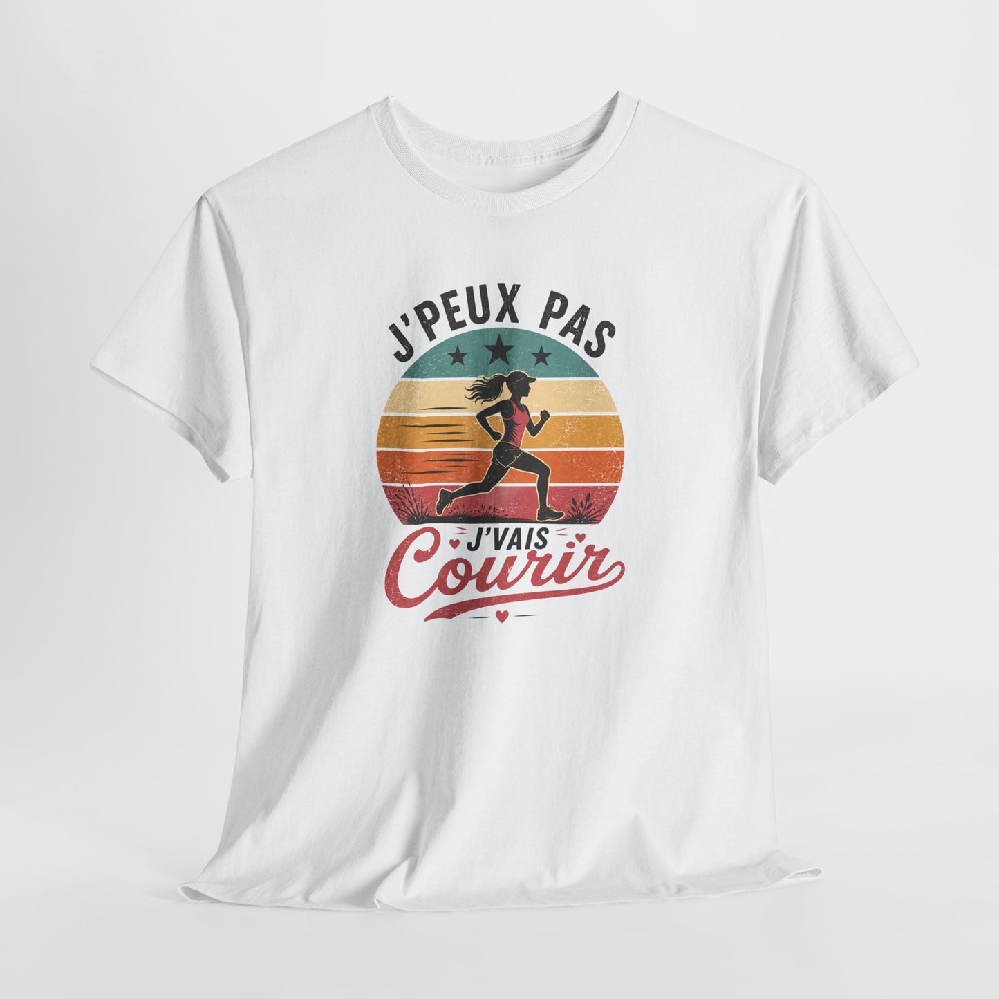 T-Shirt Running Femme Humour – J’Peux Pas J’Vais Courir – Tee Shirt Course à Pied Vintage Sport