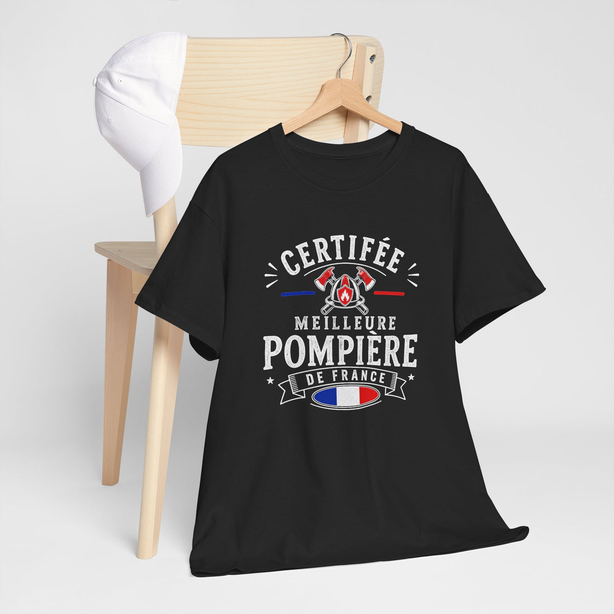 Tee Shirt Pompière Femme – Certifiée Meilleure Pompière de France – T-Shirt Métier Sapeur Pompier Cadeau Original Femme