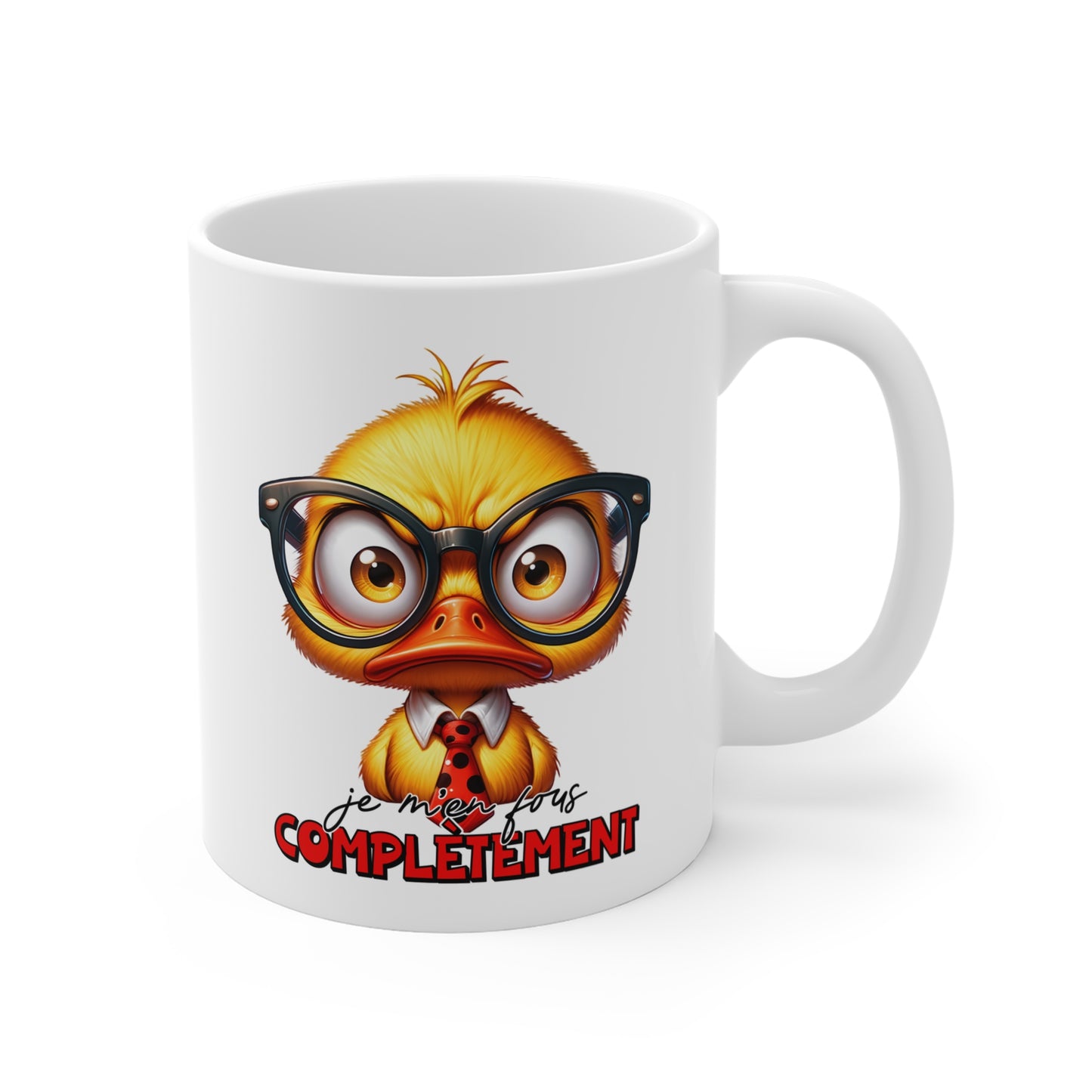 Tasse Je M’En Fous Complètement – Mug Canard Humour Drôle – Cadeau Homme Femme 325ml