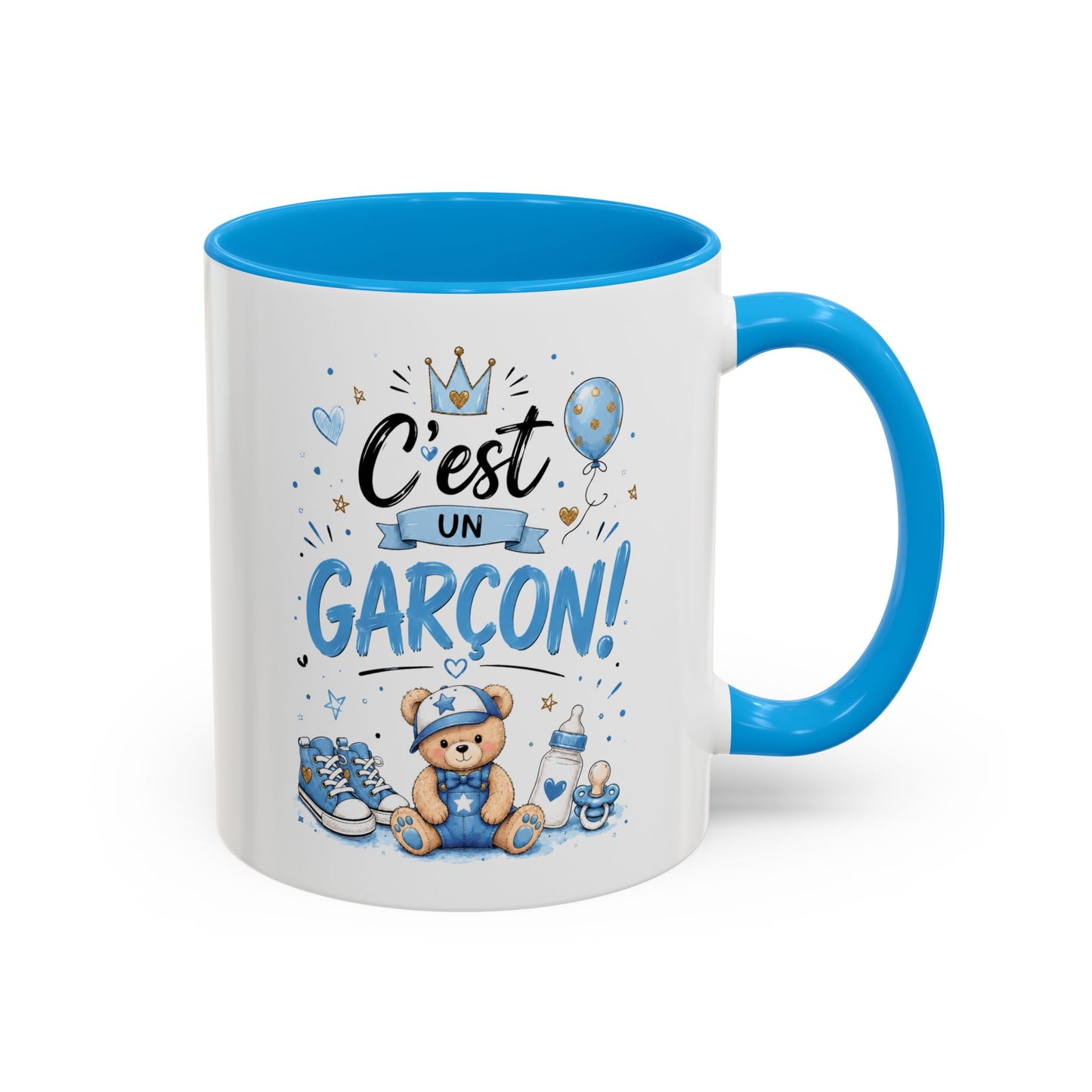 Mug C'est Un Garçon – Tasse Annonce Grossesse Naissance Bébé Garçon, Cadeau Futurs Parents, Baby Shower, Révélation du Sexe, Souvenir Naissance Noir Bleu Rouge
