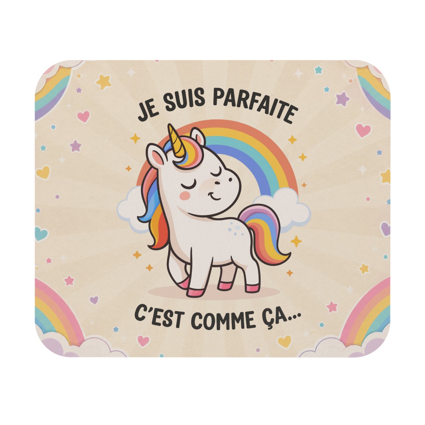 Tapis de Souris 22x18cm Je Suis Parfaite C'est Comme Ça Licorne Humour Femme Cadeau Anniversaire Amie Fille Collègue Bureau Gaming