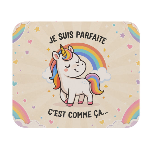 Tapis de Souris 22x18cm Je Suis Parfaite C'est Comme Ça Licorne Humour Femme Cadeau Anniversaire Amie Fille Collègue Bureau Gaming