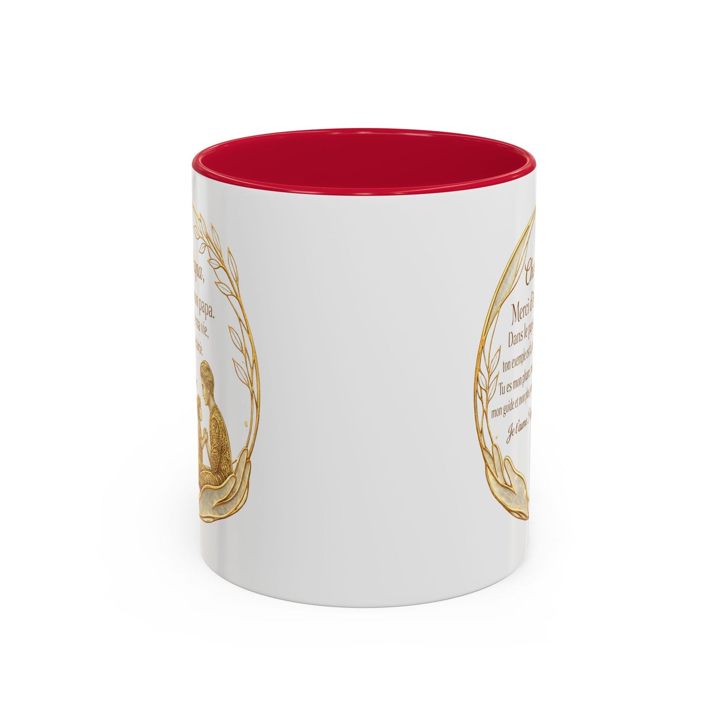 Tasse Papa Message Amour 325ml – Mug Céramique Cadeau Père Élégant Doré Citation Touchante Famille