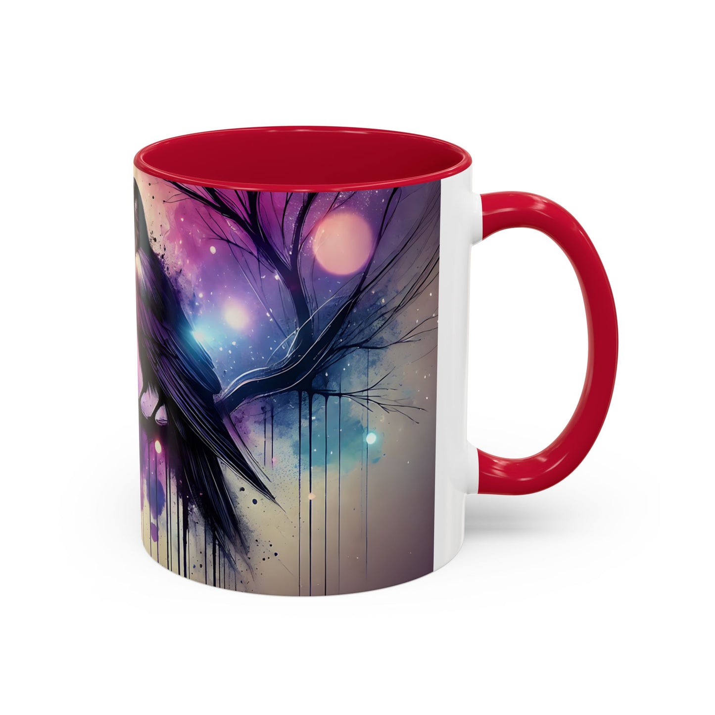 Mug Corbeau Mystique – Tasse Gothique Violet et Bleu avec Oiseau Fantastique – Cadeau Fantasy et Univers Sombre 325ml
