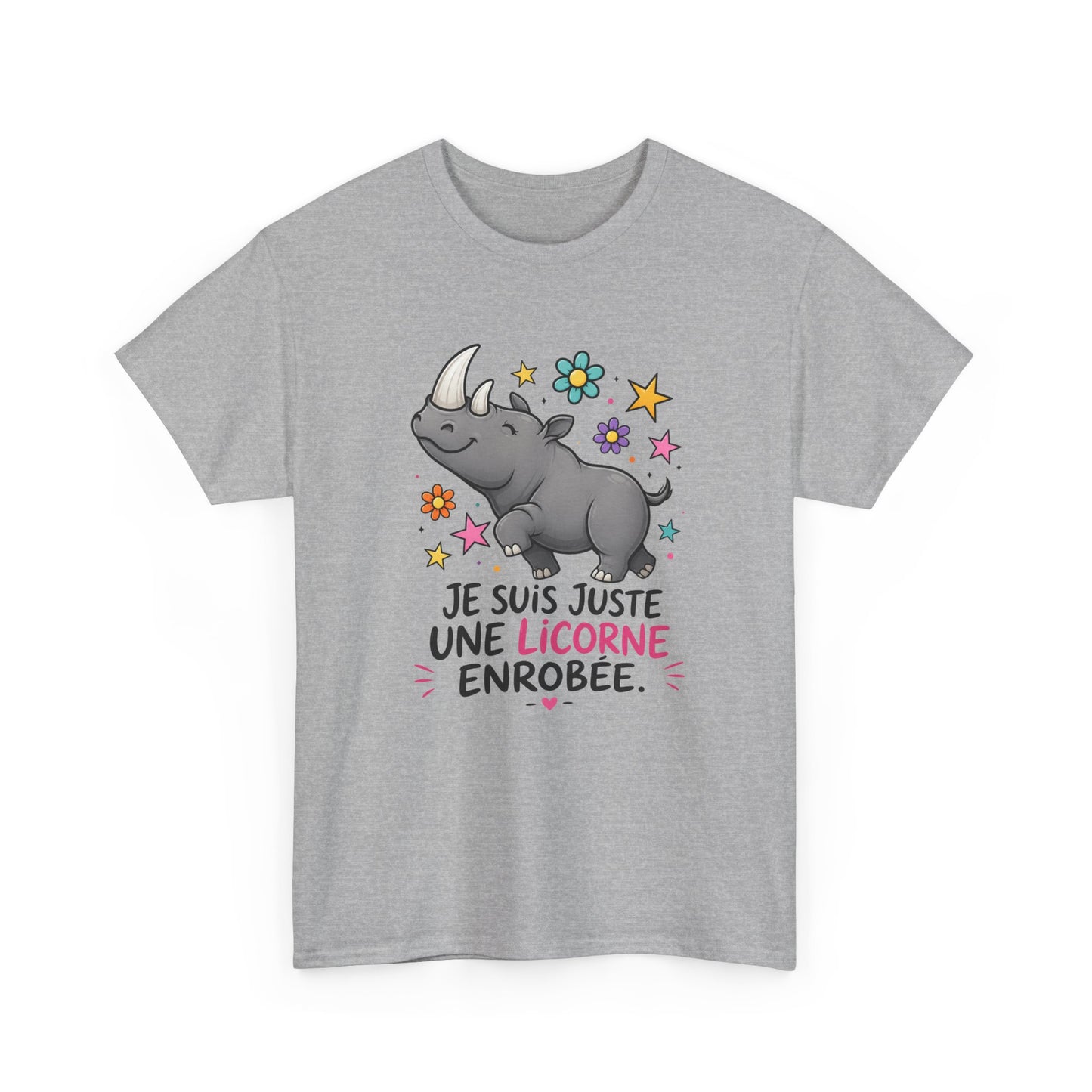 T-Shirt Rhinocéros Femme – Cadeau Humour Femme Drôle – Animal Rigolo Licorne – Idée Cadeau Original Anniversaire