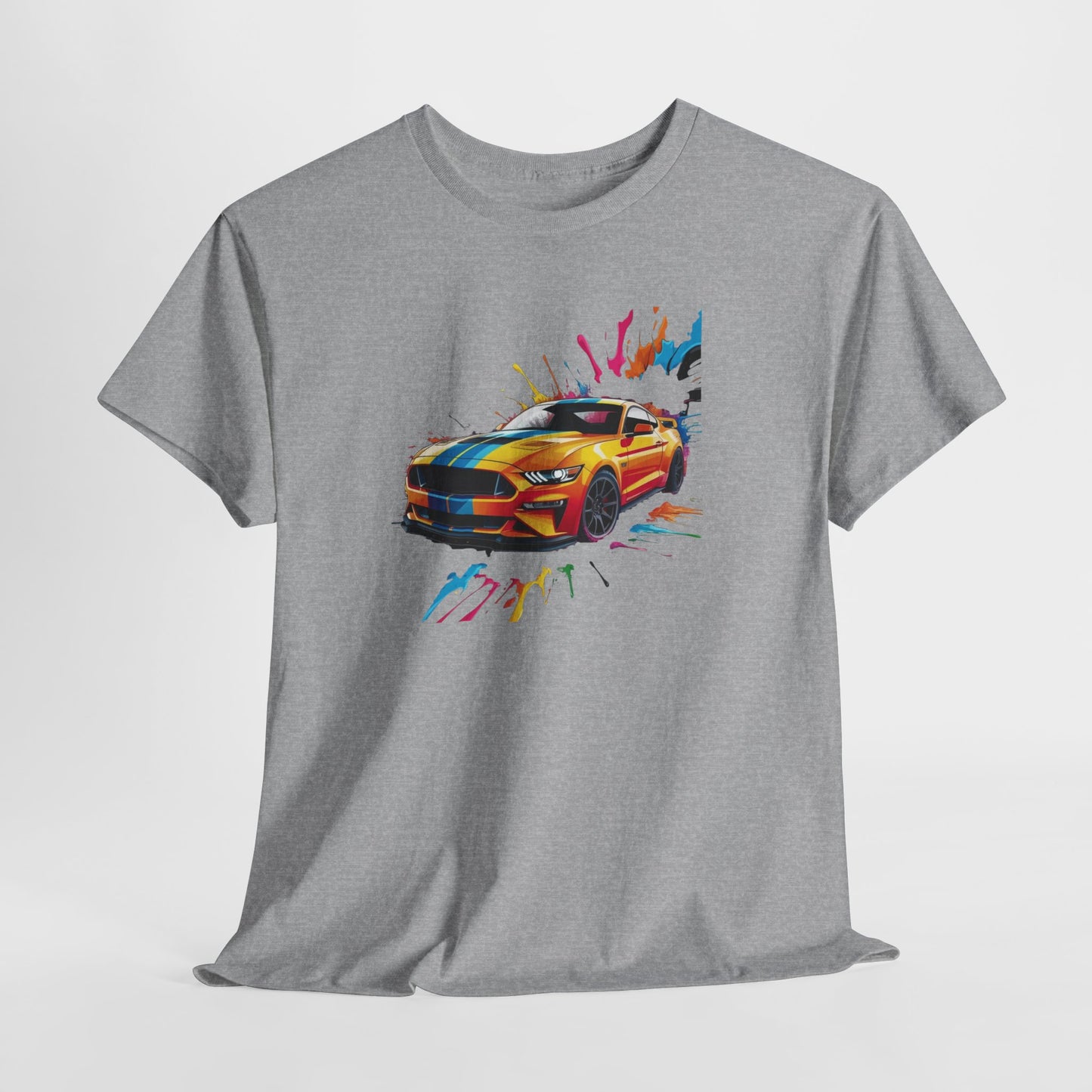 T-Shirt Voiture Sport Colorée – Tee Shirt Muscle Car Street Art – Cadeau Passion Auto Noir Blanc Gris