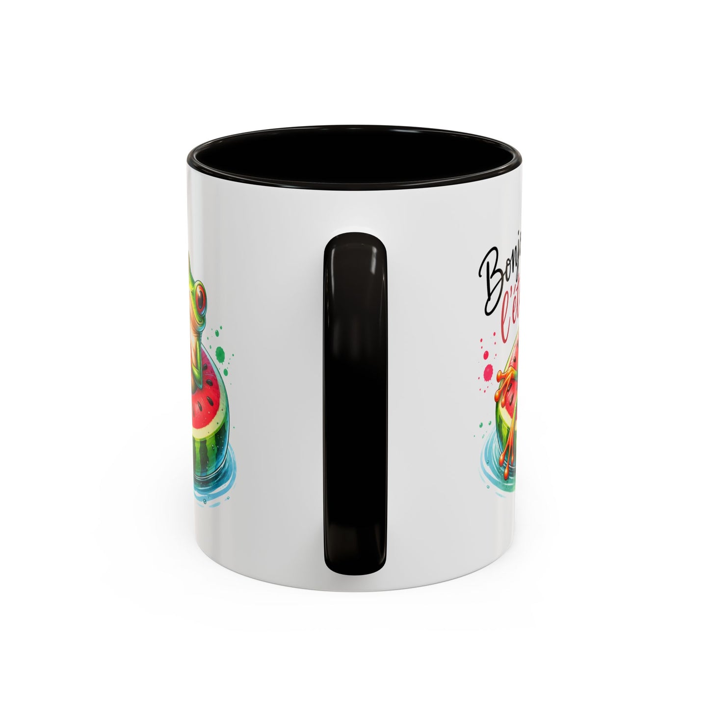 Tasse Bonjour l’Été – Mug Grenouille sur Bouée Pastèque – Cadeau Été Vacances Humour Homme Femme 325ml