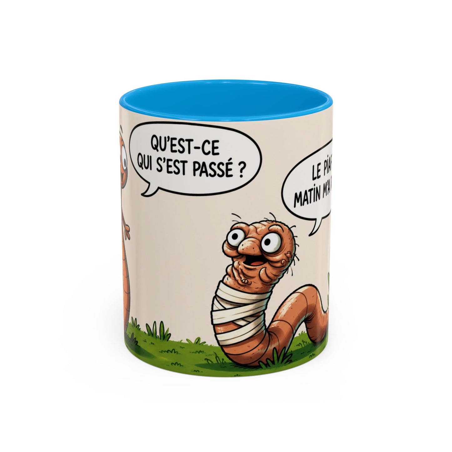 Tasse Ver de Terre Humoristique – Mug “Le Piaf Du Matin M’a Repéré” – Cadeau Drôle Homme Femme 325ml