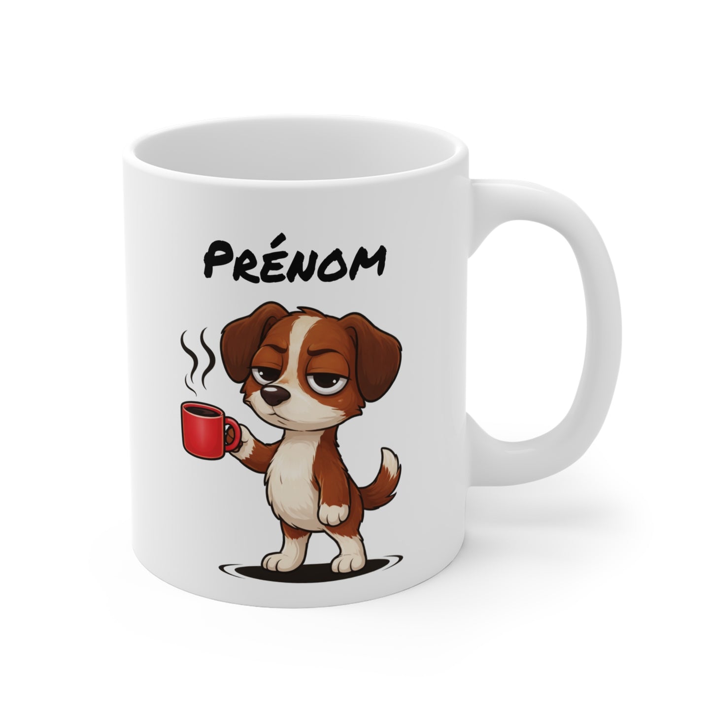 Mug Chien Fatigué Personnalisable 325ml – Tasse Café Humoristique Prénom Cadeau Original