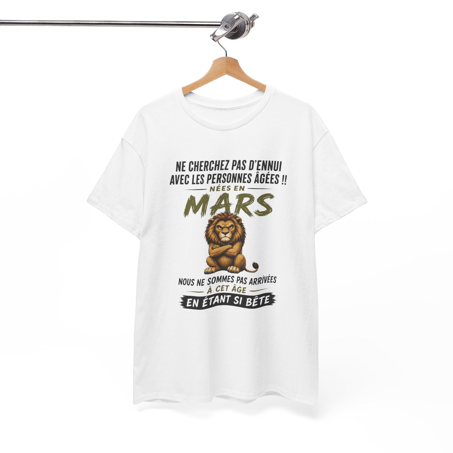 Tee-Shirt Retraité Mars Humour – Cadeau Anniversaire Senior Homme Femme – Lion Drôle Retraite