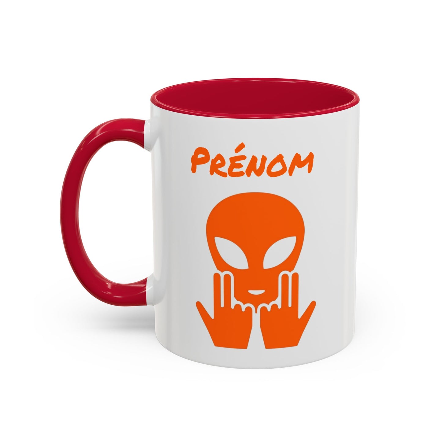 Mug Alien Personnalisé avec Prénom Tasse Humour Orange OVNI Signe Jul Cadeau Drôle et Original  Noir Bleu Rouge
