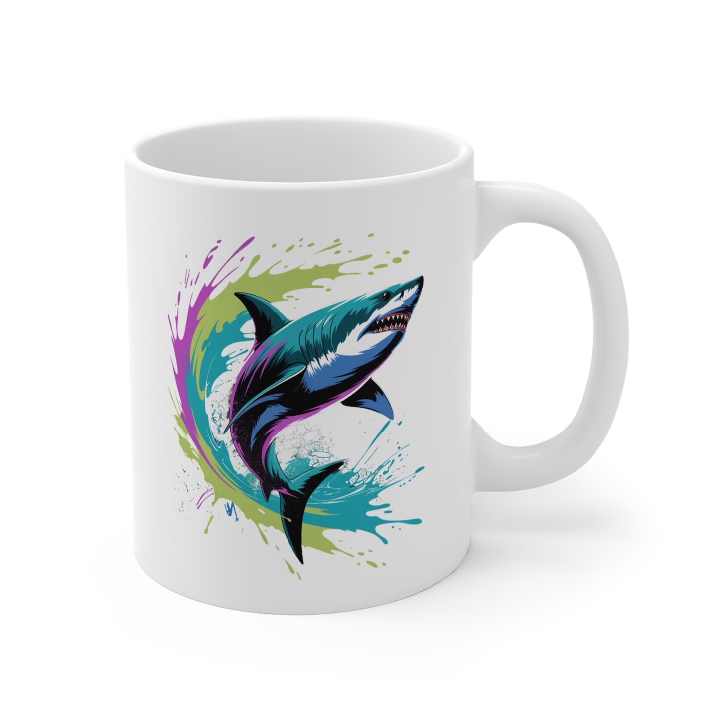 Tasse Requin Colorée – Mug Océan Graphique – Cadeau Animal Marin Surf 325ml