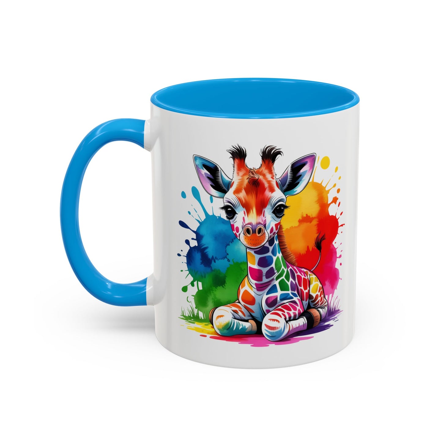 Mug Girafe Colorée Style Aquarelle – Tasse Animaux Kawaii Moderne – Idée Cadeau Originale 325ml
