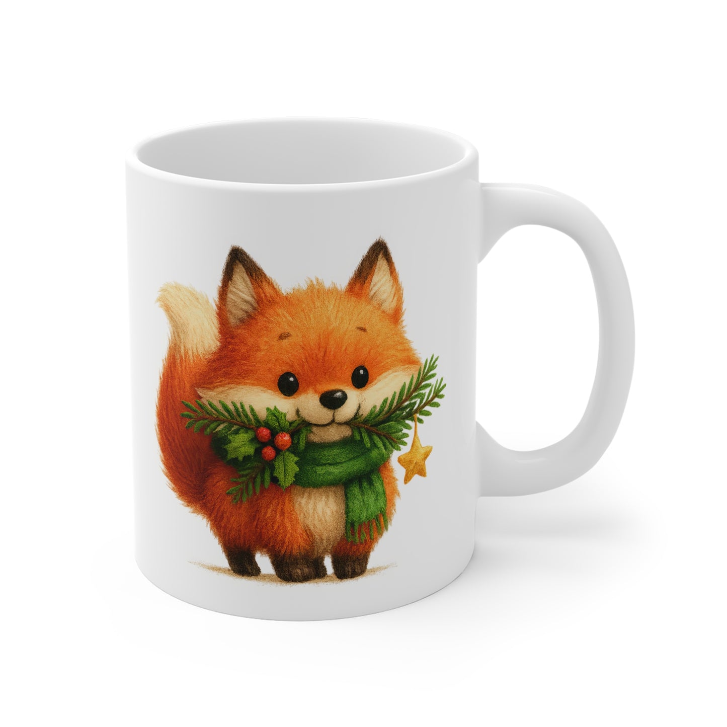 Tasse Céramique Renard Noël Mignon – Mug Hiver Festif – Cadeau Nature et Douceur 325 ml